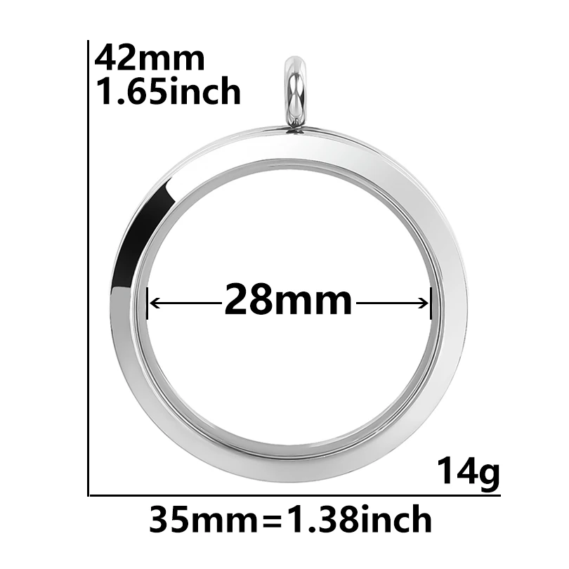 10pcs 35mm Stainless Steel Rust-Proof Glass Floating Charm Locket Pendant Making Photo Necklace for Women Jewelry Bulk Wholesale