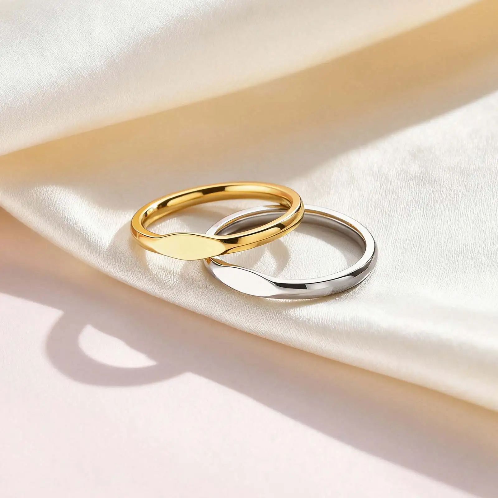 Minimalist Stainless Steel Ring Gold Color Wedding Band Engagement Ring for Women Men Couple Valentine's Day Gift Size 5-11