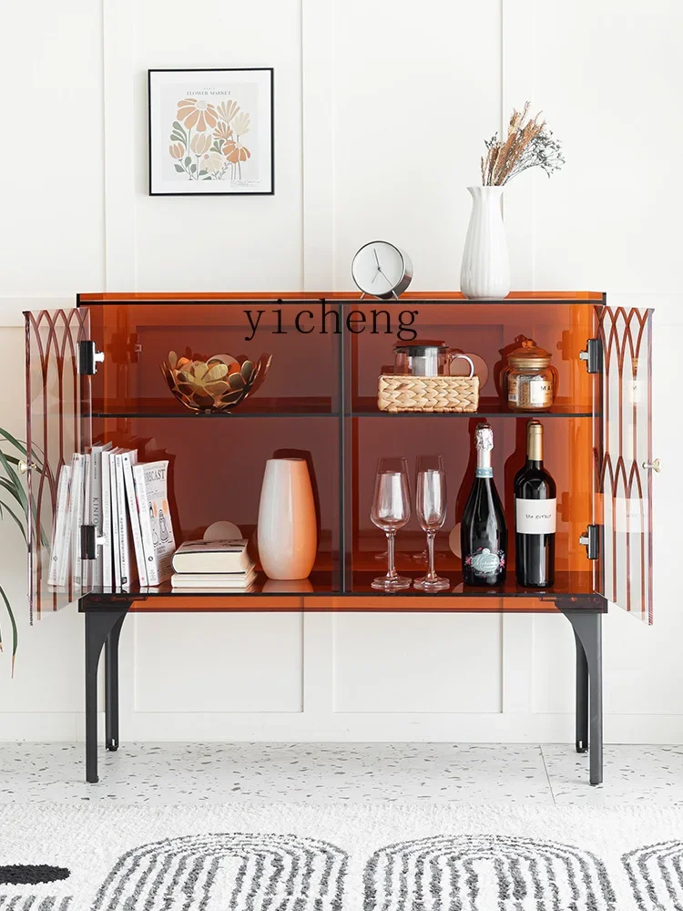 Acrylic Side Cabinet Wine Cabinet Mid-Ancient Modern Living Room Retro Side Cabinet Home Locker