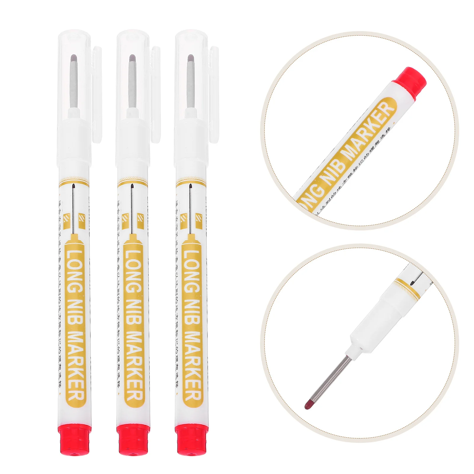 

6Pcs Wood Marking Tools Pen Construction Carpenter Marker Long Tip Deep Hole Marker Durable Oil-Based Ink Marking Pen