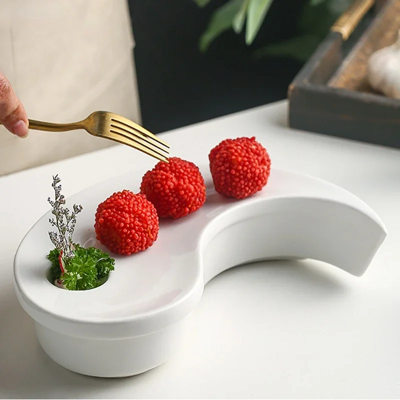 Ceramic Dinner Plate Irregular Shaped Specialty Tableware Sashimi Sushi Dish Hotel Restaurant Artistic Conception Dessert Plate