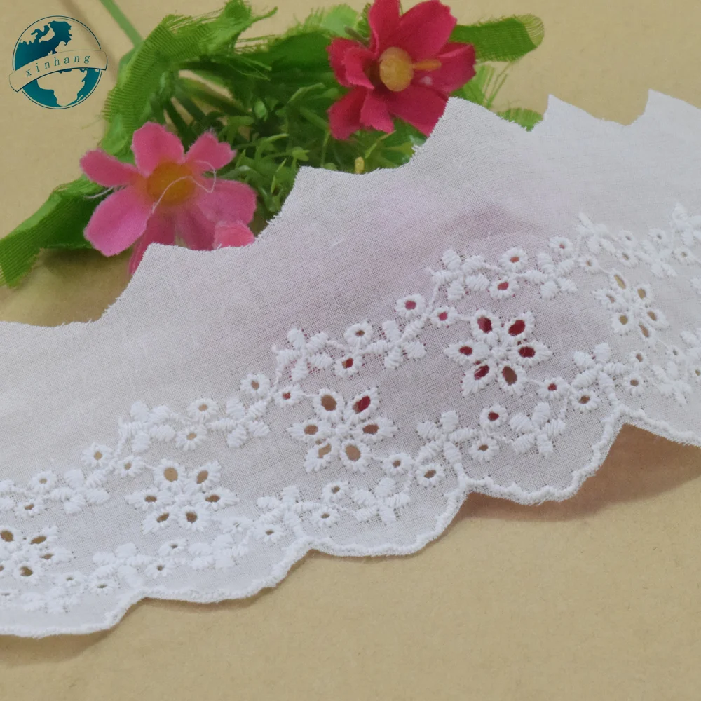 White Lace  Wide  Cotton Fabric Lace Embroidery Sewing Ribbon Trim Wedding Dress DIY Dolls Colthes Curtain Accessories #4332