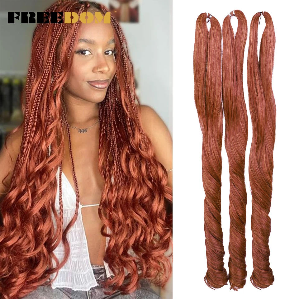 

FREEDOM Synthetic French Curls Crochet Braiding Hair Extensions 22" Loose Wave Spiral Curl Braids Ombre Brown Pre Stretched Hair