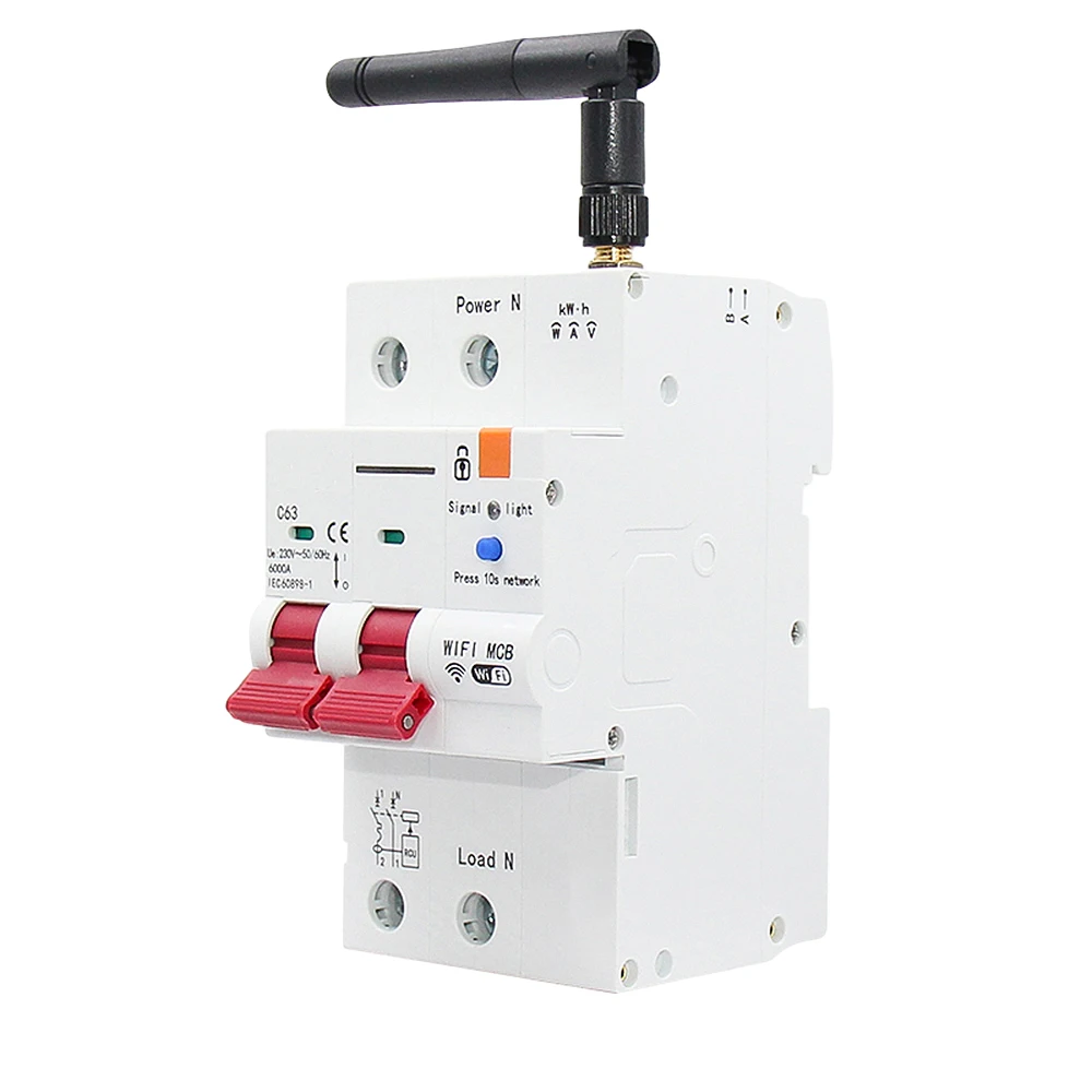 Tuya Smart Circuit Breaker Intelligent Metering Circuit Breaker Remote Control On-Off Breaker Overload Short Circuit Protection