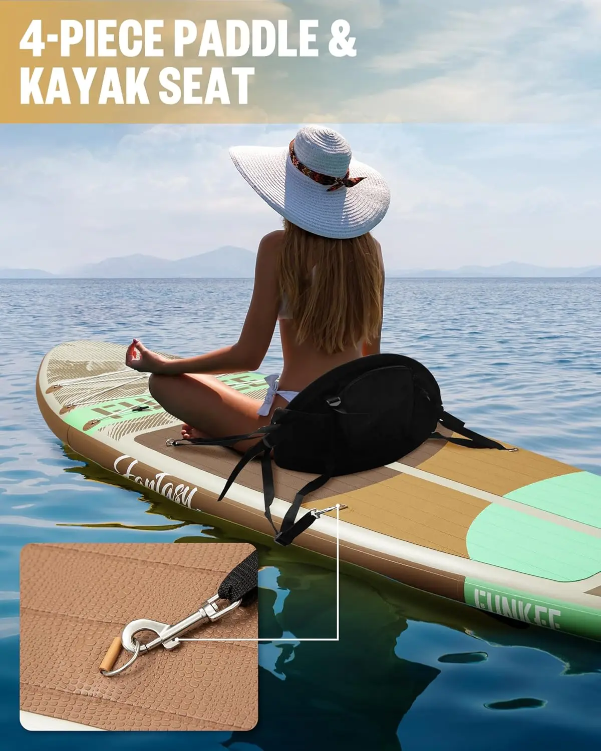 addle Board, Sup Board with Removable Fins, Backpack, Floating Paddle, Safety Leash