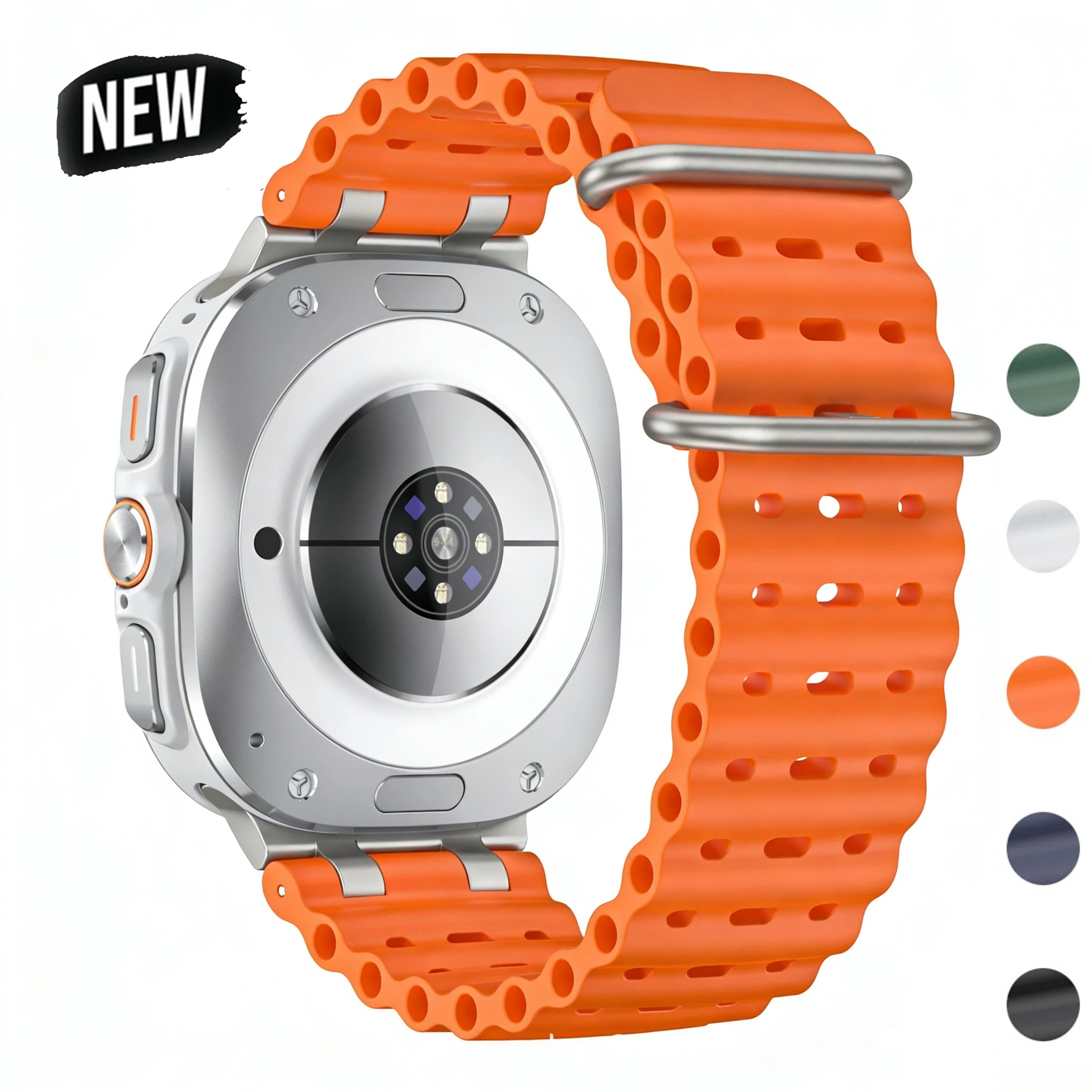 Pulseira de Silicone Ocean para Samsung Galaxy Watch 8 Classic 46mm com Conector de Metal, Pulseira Esportiva para Galaxy Watch 8 40mm 44mm, Substitui