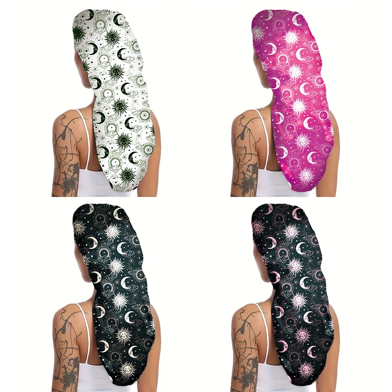 Women Long Satin Bonnet Night Sleep Cap Silky Sleeping Cap with Wide Elastic Band Hair Care Turban for Straight Curly Hair