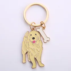 Cute Animal Keychains Lovely Husky Teddy Golden Retriever Dog Keyring Car Decor Hanging Pendant  for Pet Dog Lovers Gifts