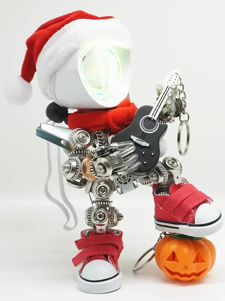 Kit bangunan Model logam Santa Claus, mekanik DIY 3D untuk anak-anak ayah Natal dengan hadiah mainan rakitan lampu