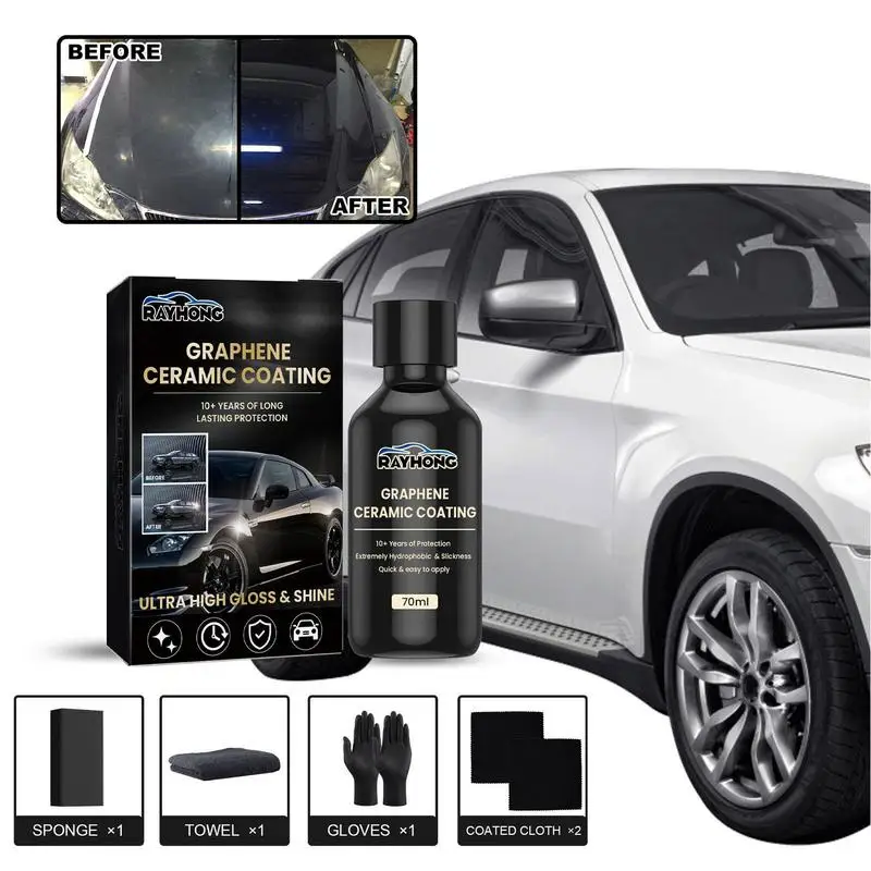 

Car Graphene Ceramic Coating Spray Polish Paint Auto 2.3oz Trim Ceramic Coating Set Protects Against Uv Rays Car Accessories