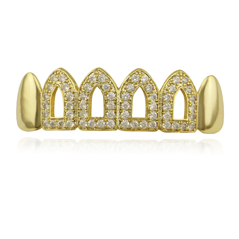 Holle Tanden Grillz Top & Bootom Tandheelkundige Mondkapjes Cosplay Party Rapper Hip Hop Sieraden TG078