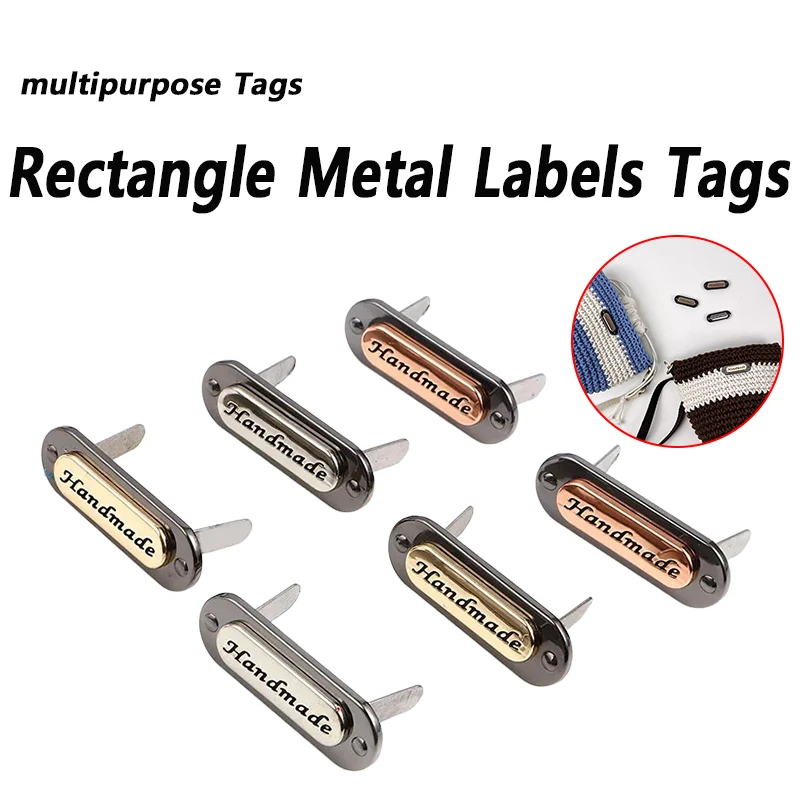 3/6 Teile/satz Rechteck Metall Etiketten Tags Handgemachte Brief Tags für Jeans Taschen Geldbörse Dekorative Schnallen DIY Nähen kleidungsstück Label