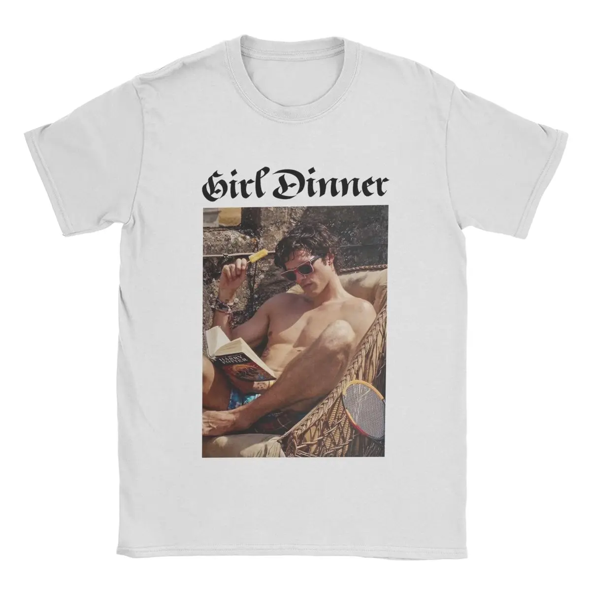 Men T-Shirt Girl Dinner Jacob Elordi Cool Pure Cotton Tees Short Sleeve T Shirts O Neck Clothing Plus Size