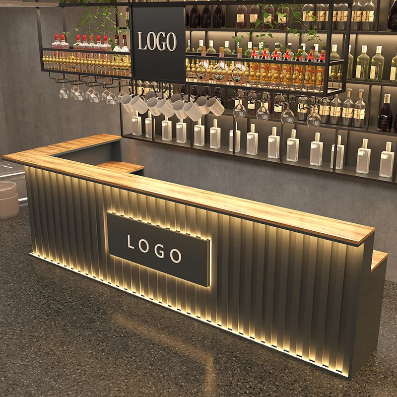 

Industrial Style Coffee Shop Bar Counter Design Restaurant Cafe Checkout Desk Bar Furniture Commercial Service Equipment