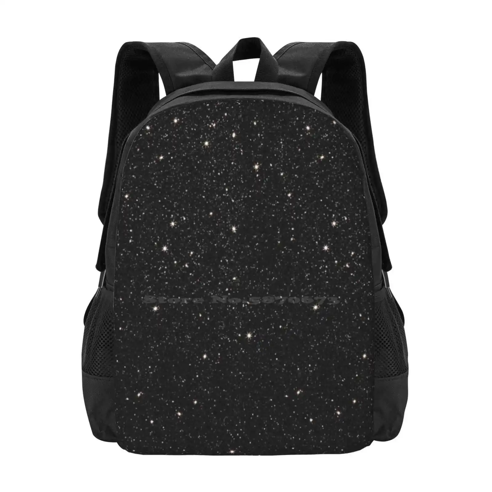 

Black Glitter Teen College Student Backpack Pattern Design Bags Black Glitter Black Sparkle Black Glam Glitter Lover Black Lover