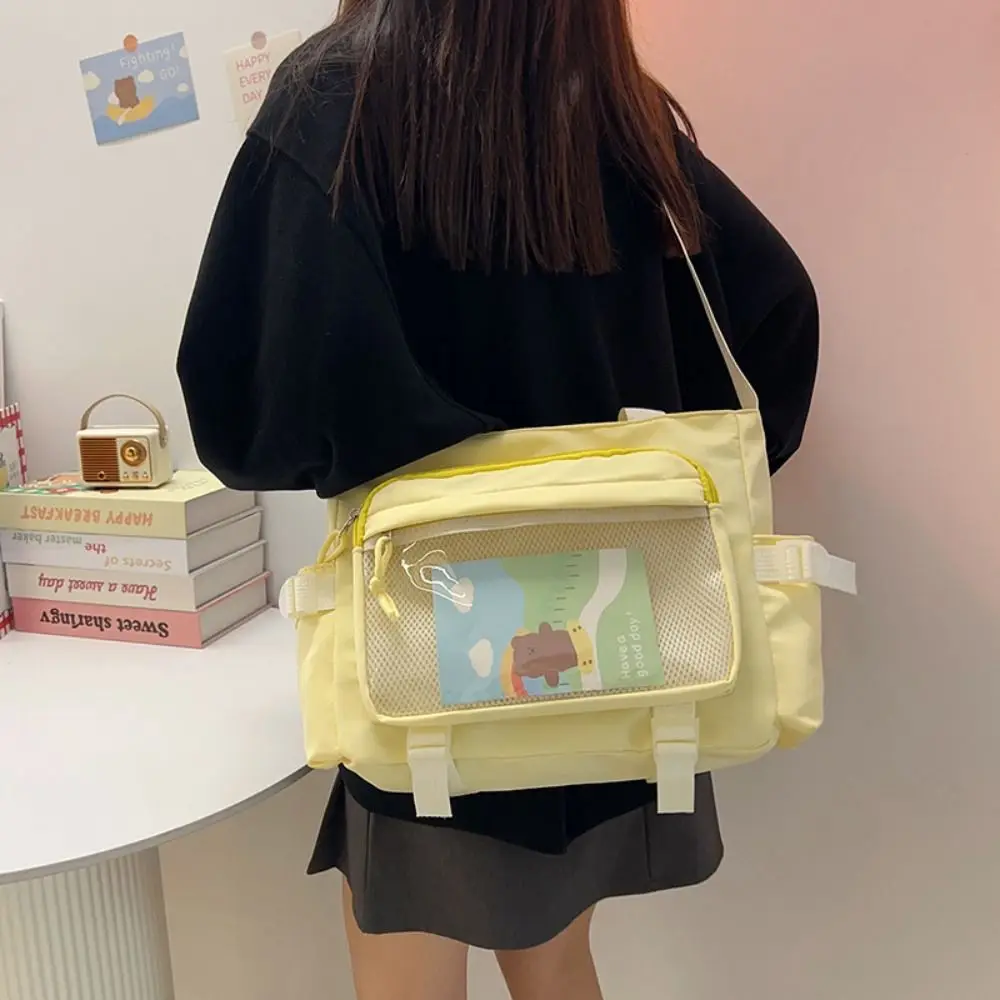 

Прекрасная прозрачная сумка Itabag в японском стиле Harajuku, большая вместительная сумка на плечо JK, повседневная холщовая сумка из ПВХ, студенческая сумка