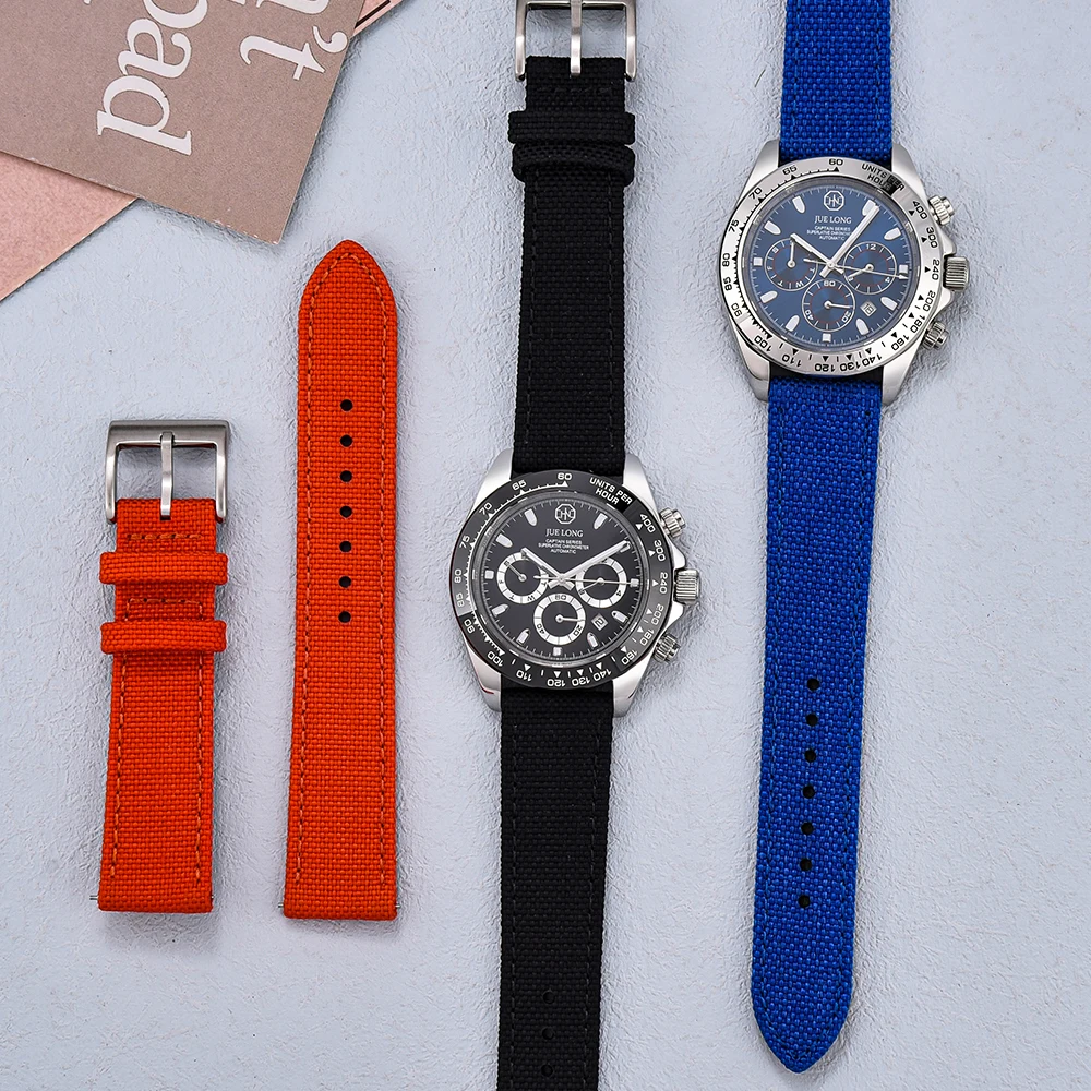 Pulseira de couro de nylon, pulseira universal, pulseira de tecido vintage, Samsung e Huawei Watch, 18mm, 20mm, 22mm