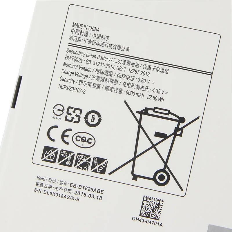 New Replacement Battery EB-T825ABE For Samsung SM-T825C Tab S3 9.7 SM-T820 T820  T825 T827 Table Batteries 3600mAh