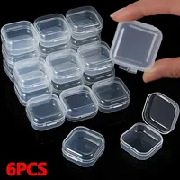 6PCS Mini Plastic Box Rectangular Translucent Packing Storage Box Dustproof Reusable Strong Jewelry Earplug Home Storage Case