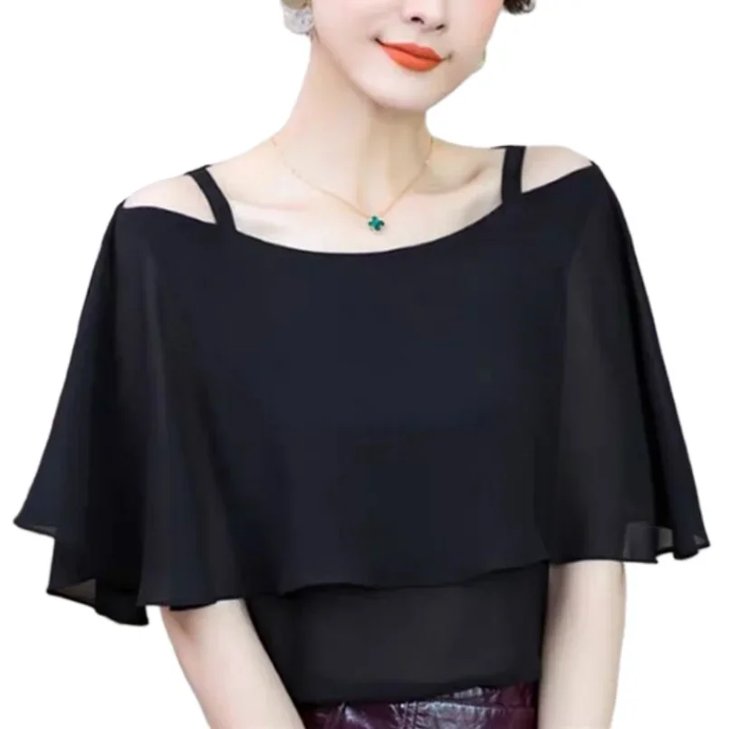 

Летние однотонные шифоновые топы, женская блузка, офисная женская одежда, новая модная повседневная женская рубашка с оборками-