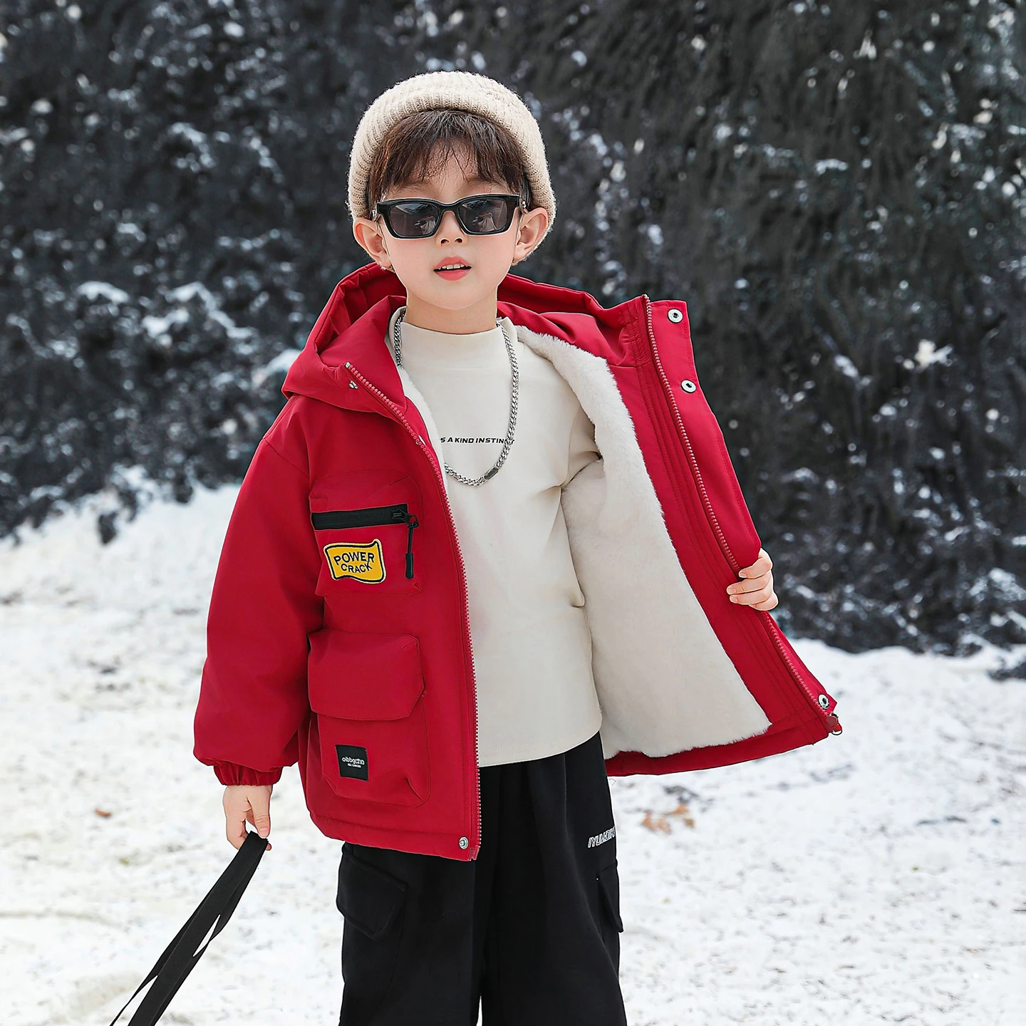 

Утепленная флисовая парка для мальчиков, осенне-зимняя, новая, хлопковая куртка с капюшоном, водонепроницаемая, молодежная, модная, приталенная