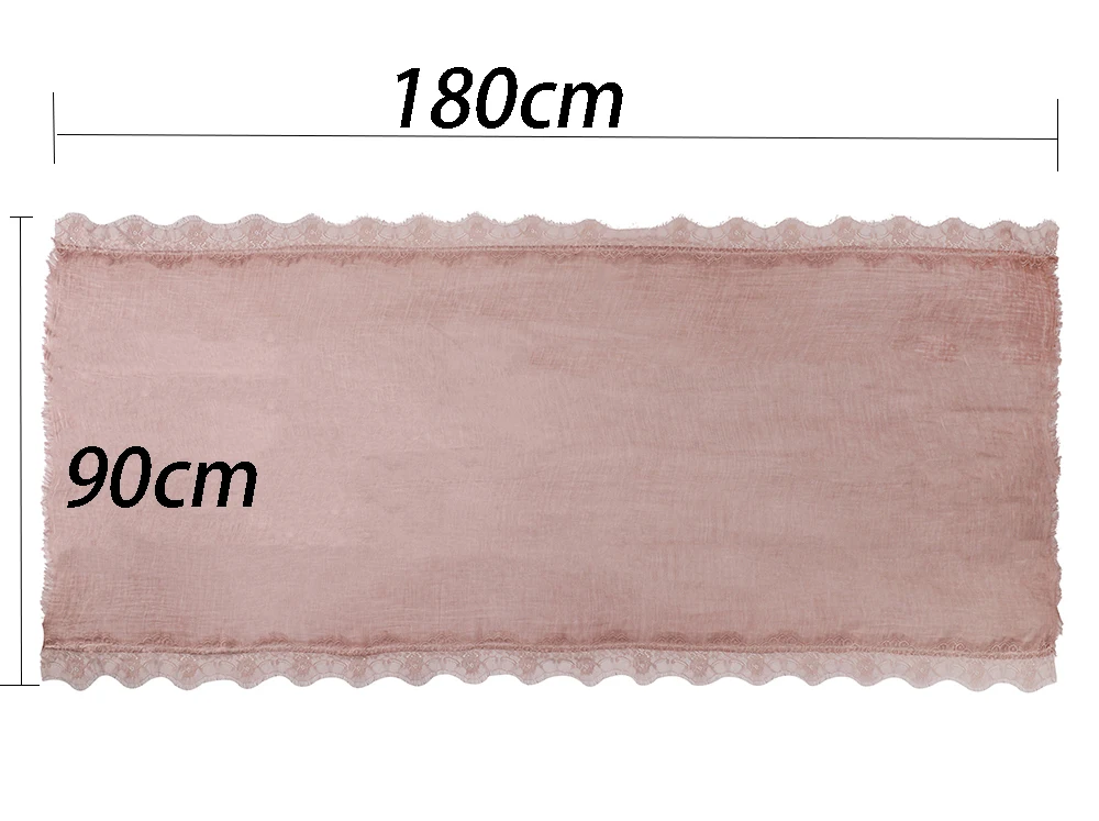 Eleganter Spitzenbesatz Baumwoll-Hijab Muslimischer Kopfschmuck Einfarbiger Islamischer Schal Weicher Atmungsaktiver Schal für Reisen und Alltag – Detail 1