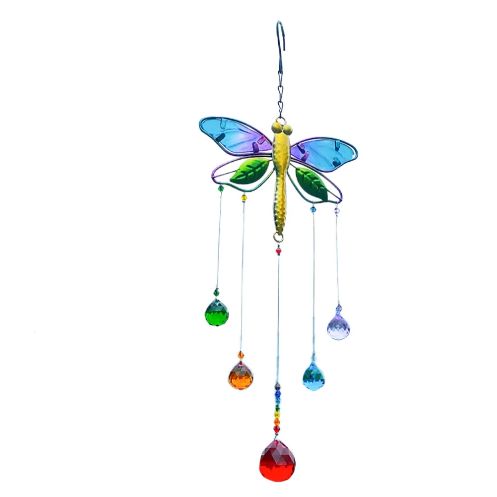 

1pc Crystal Decorative Pendant Dragonfly Design Iron Acrylic Home Lamp Ornament Balcony Hanging Adornment Diy Decor Gift
