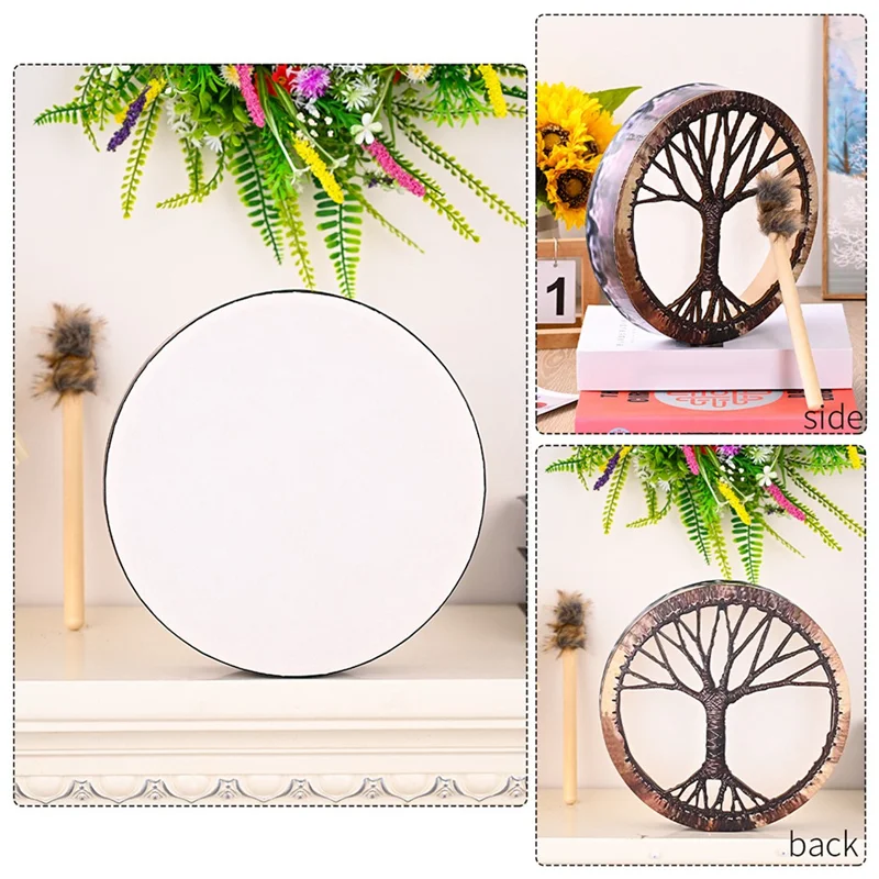 YHOLI-Celtic Drum With Drum Sticks Spiritual Healing Chakra Balancing Reflection Meditation Frame Durable - Image 2