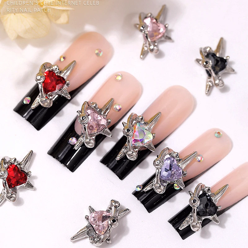 10Pcs Luxury Alloy Asterism Star Nail Art Charms Starlight Heart Rhinestone Accessories For Nails Decoration Manicure Decor Part