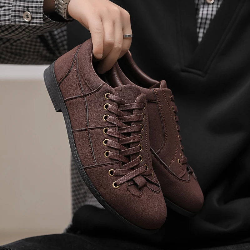 

Basic style men dress shoes low top business casual footwear solid color wearable upper easy to match various outfits