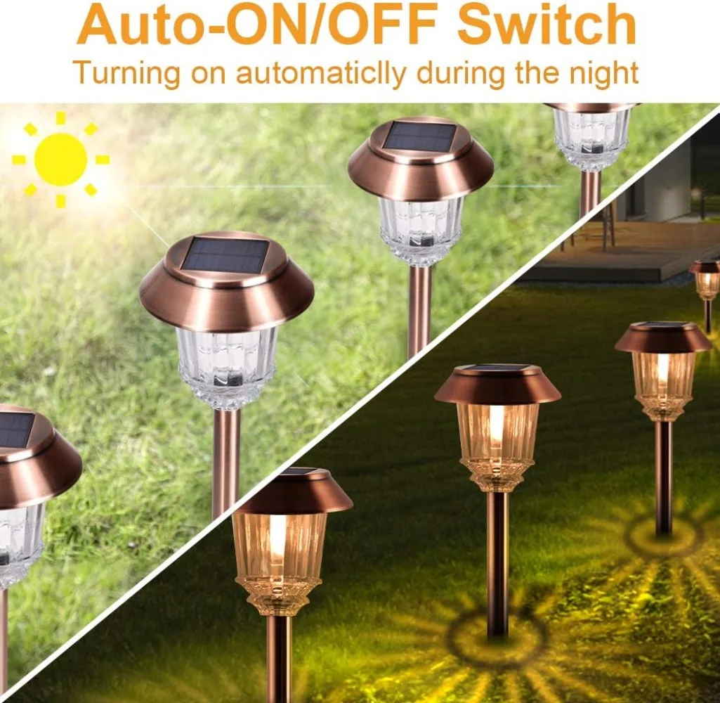 Solar Lights Outside Waterproof - 4 Pack Auto on/Off 10-40 LM Dimmable Outdoor Solar Lights Yard Garden Pathway Driveway Walkway