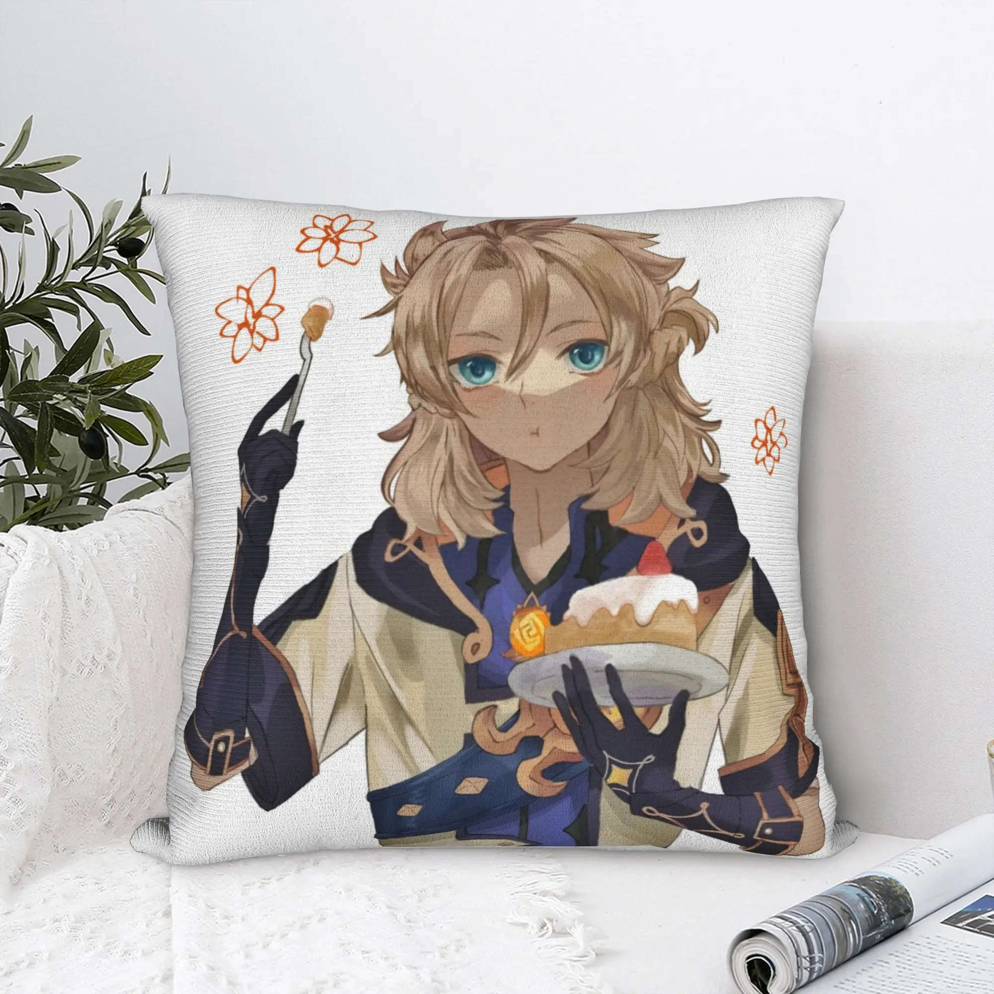 Albedo Genshin Impact Pillowcase Printing Polyester Cushion Cover Decor  Throw Pillow Case Cover Seater Zippered 40X40cm
