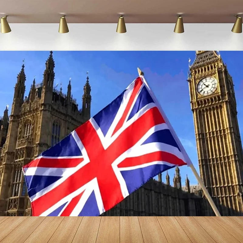 Big Ben Photography Backdrop London Street British Flag England Parliament House Buildings Background Portrait Shooting Poster