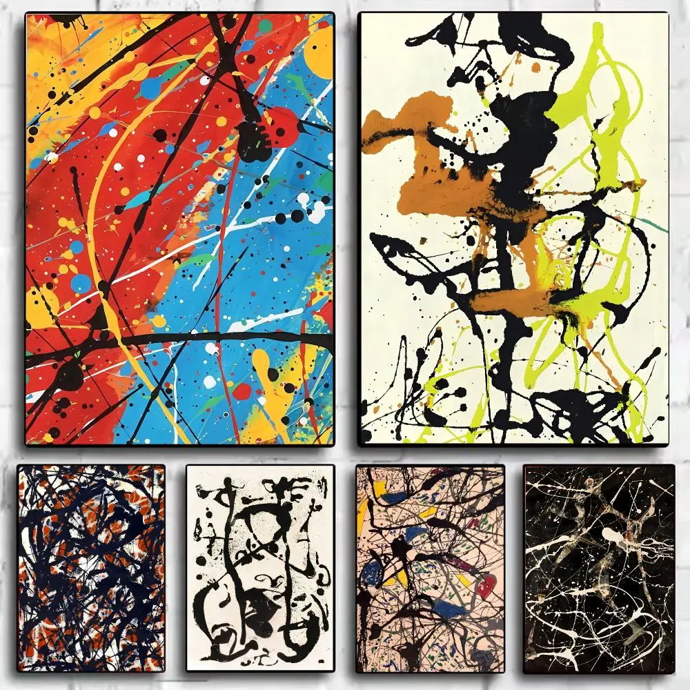 Abstract J-Jackson P-Pollock Poster Japandi Wall Art Canvas Print Minimalist Japanese Style Bedroom Decor