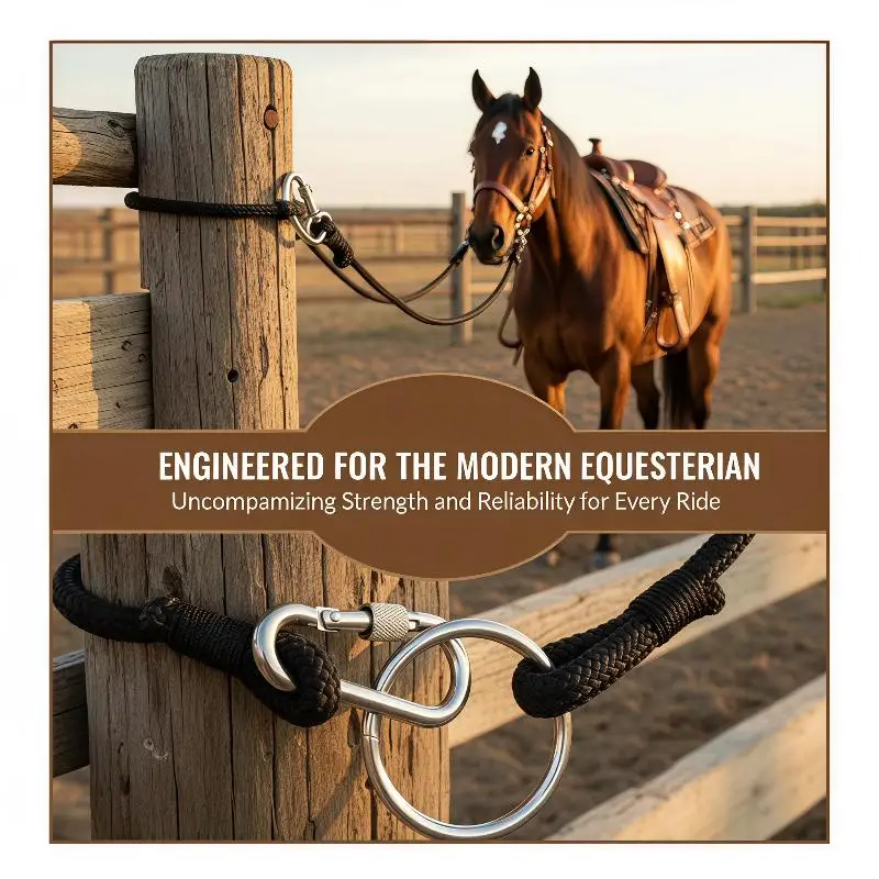 Adjustable Length Nylon Braided Horse Stable Door Holder Rein with Sturdy Snap Hook Easy Lock Weaving Buckle for All Horse Sizes