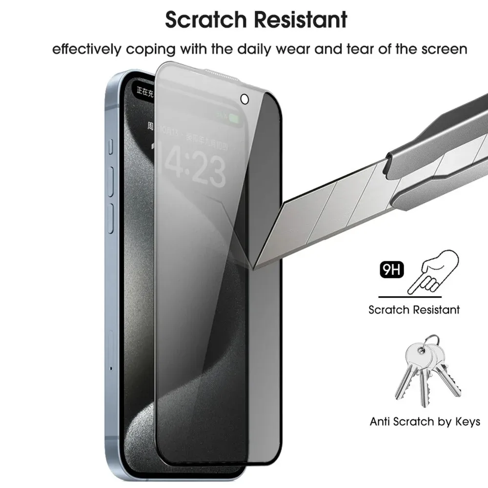 Película antiespía fácil de instalar sin polvo para IPhone 17 Pro Max HD protectores de pantalla de vidrio templado para IPhone 17 Air/16 Pro Max