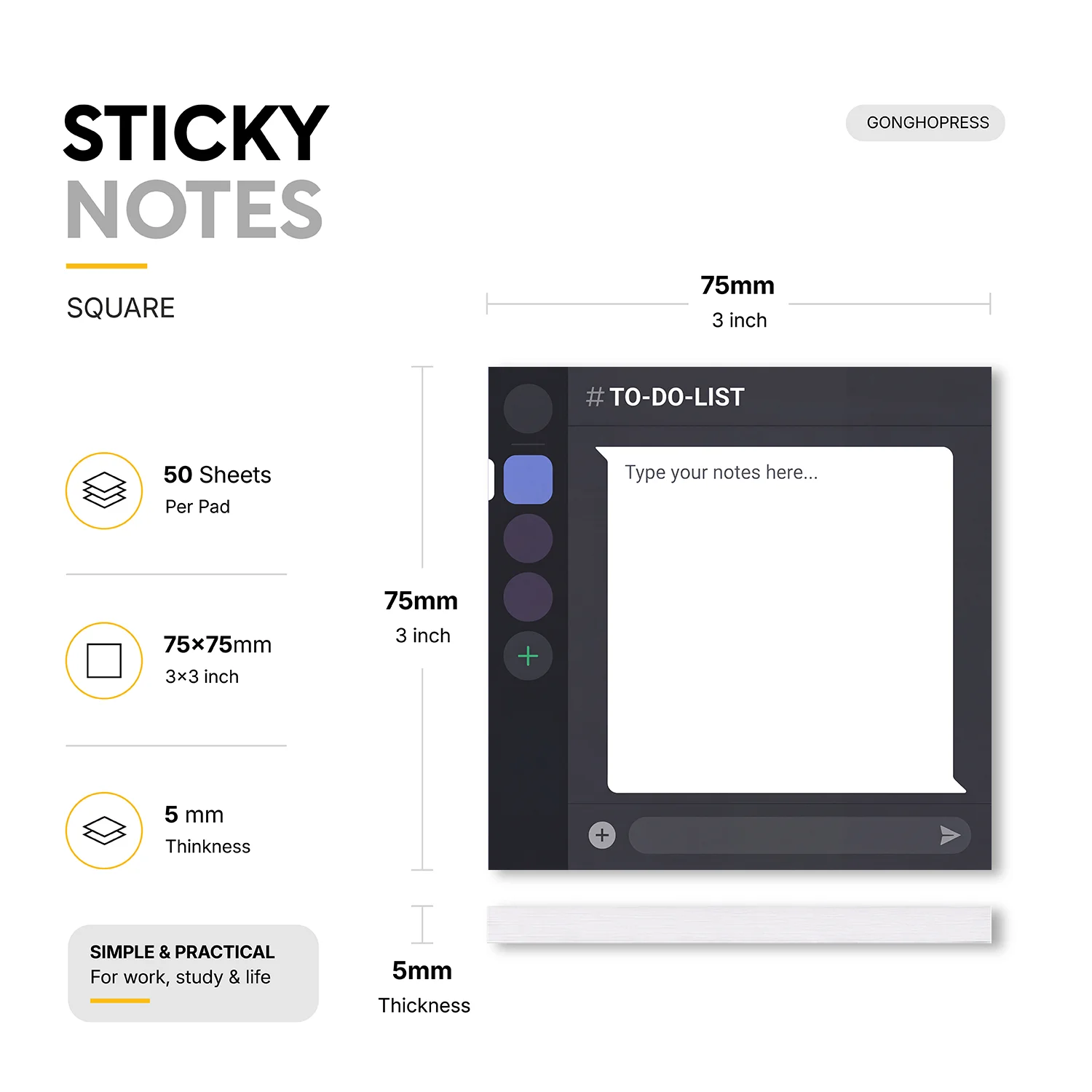 2pcs To Do List Sticky Notes, Self Stick Memo Pads, 100 Sheets Total, Task Planner Notepad, Removable Adhesive Notes for Daily
