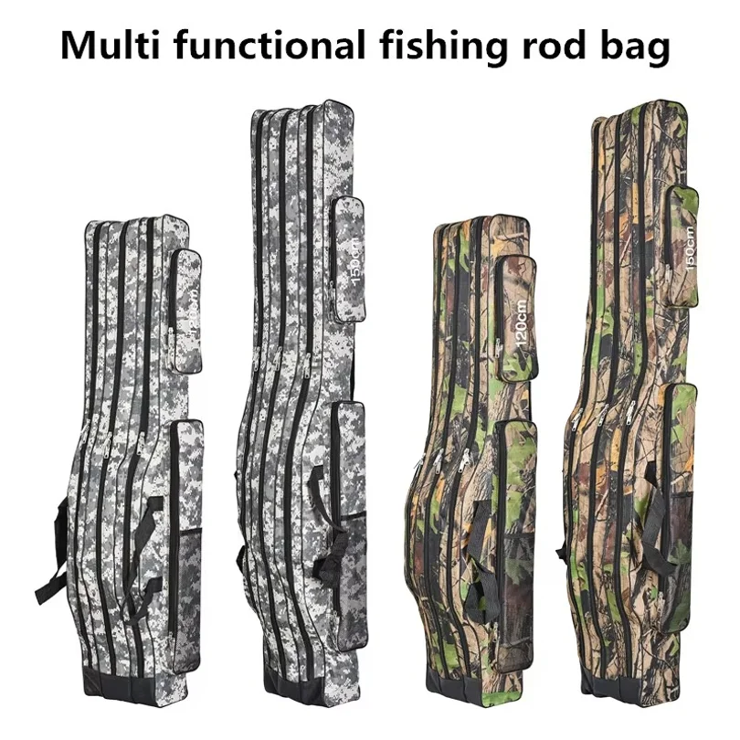 1.2m/1.5m Three-Layer Foldable Large Belly Sea Fishing Bag Double Shoulder Fishing Rod Bag Tool Kit for Outdoor StorageWholesale