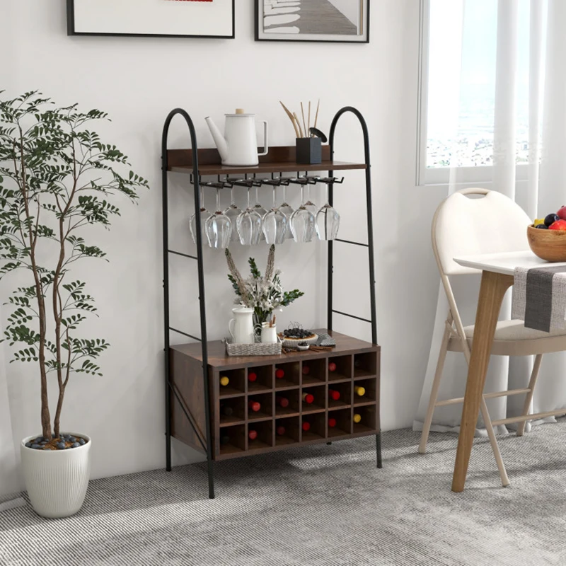 Removable 18-Bottle Wine Rack Storage rack Baker's Rack with Detachable Wine Rack and 5 Rows of Stemware Holder