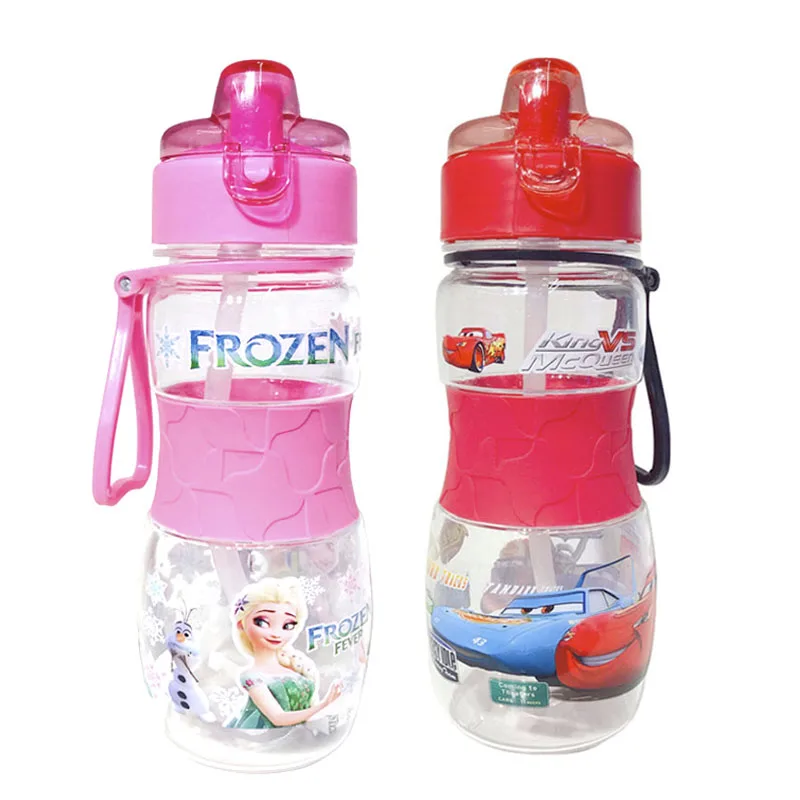 400ML Disney Frozen Princess Elsa Sippy Cup Cartoon Cars Plastic Water Cup for Kids Portable Sports Water Bottle Birthday Gifts