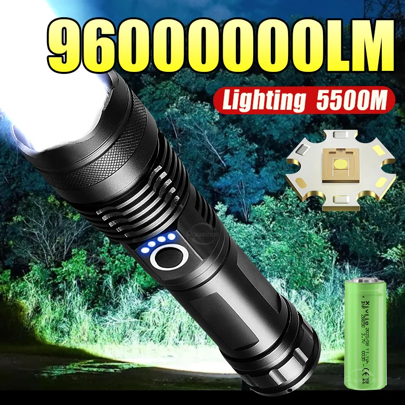 

Ультра яркий уличный ручной фонарь 96000000LM светодиодный фонарик высокой мощности водонепроницаемые перезаряжаемые фонарики для рыбалки и кемпинга