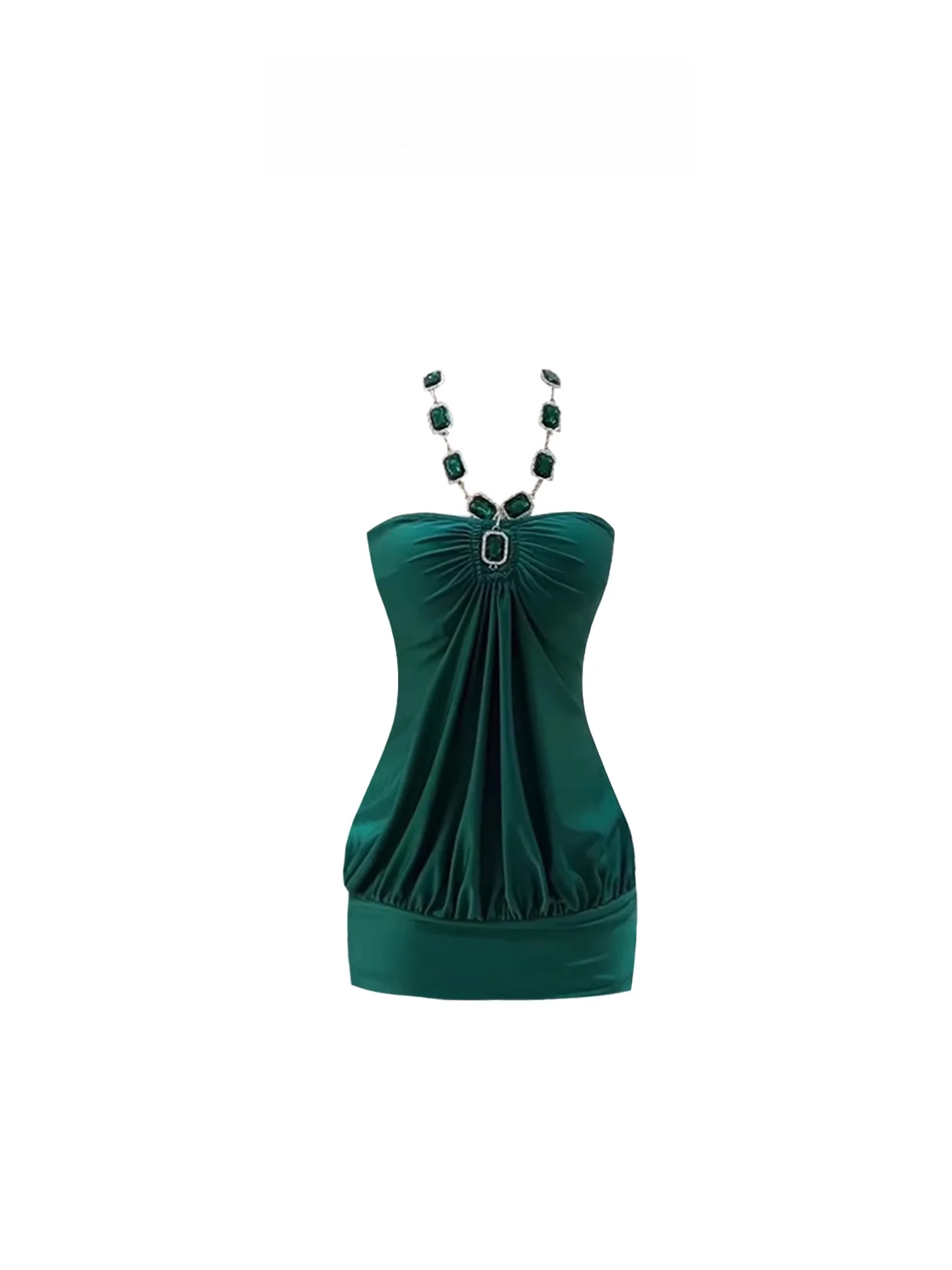 

HEZA een Diamond Embedded Slim Fit ort Skirt for plus Size Women Summer French Sle Hanging Ne Dr Ladies Faion