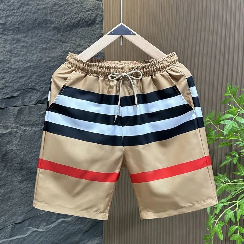 

2025 summer striped plaid shorts casual and versatile men's five-point pants loose beach pants sports