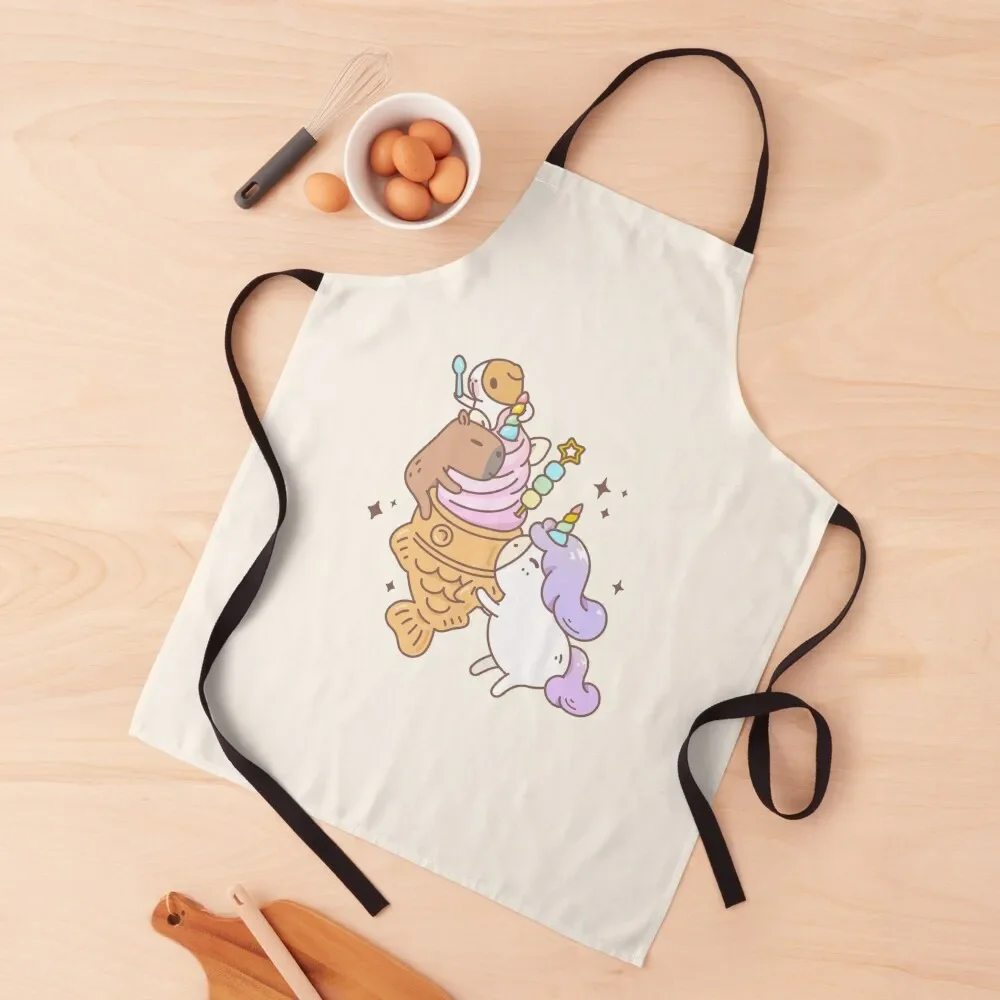 

Bubu the Guinea pig, Unicorn Taiyaki Ice-cream Apron For Kitchen Women work ladies Kitchen accessories Apron