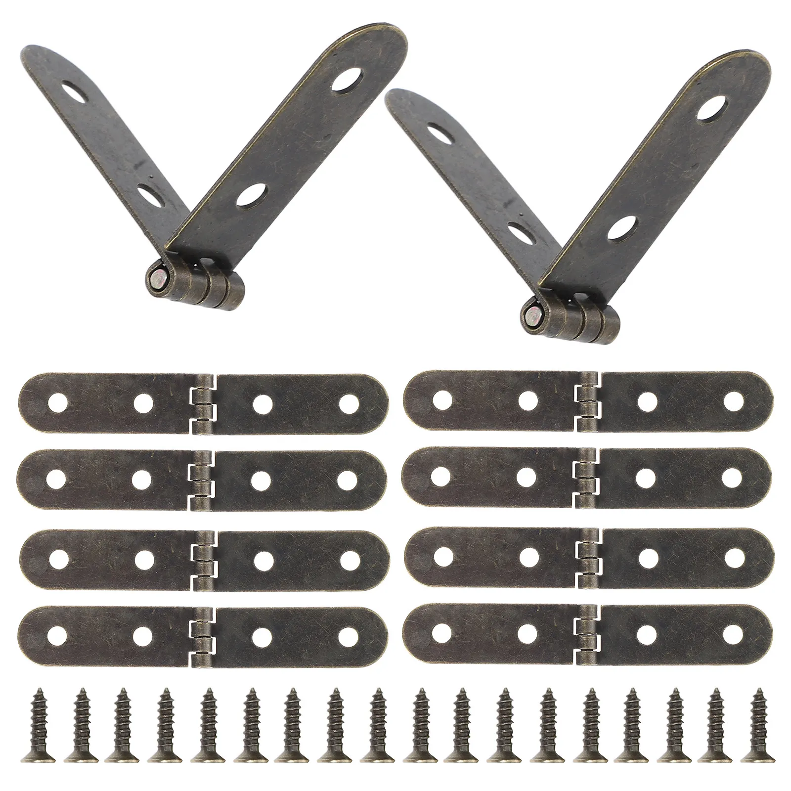 1Set Wood Box Hinges Vintage Small Iron Hinges Flat Design Easy Install Jewelry Box Hinge for Handmade Crafts Screen Door Hinge