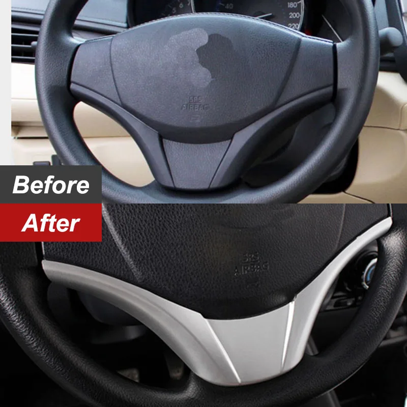 For Toyota Vios Yaris VITE 2014 2015 2016 2017 18 Car Styling Accessories ABS Chrome Car Steering Wheel Button Frame Cover Trim