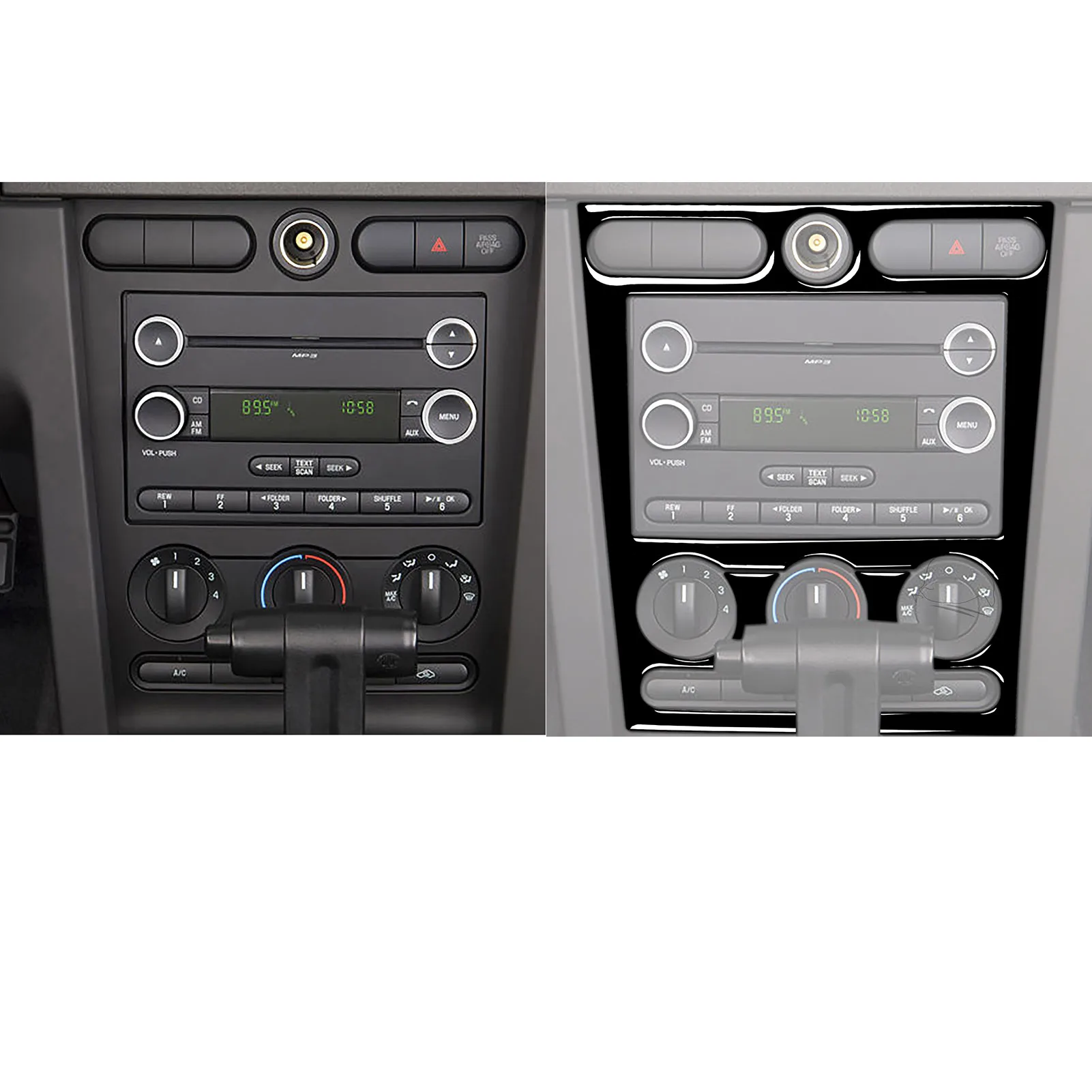 For Ford Mustang 2005 2006 2007 2008 2009 Air Conditioning Control Panel Frame Cover Trim Piano Black Sticker Car Interior