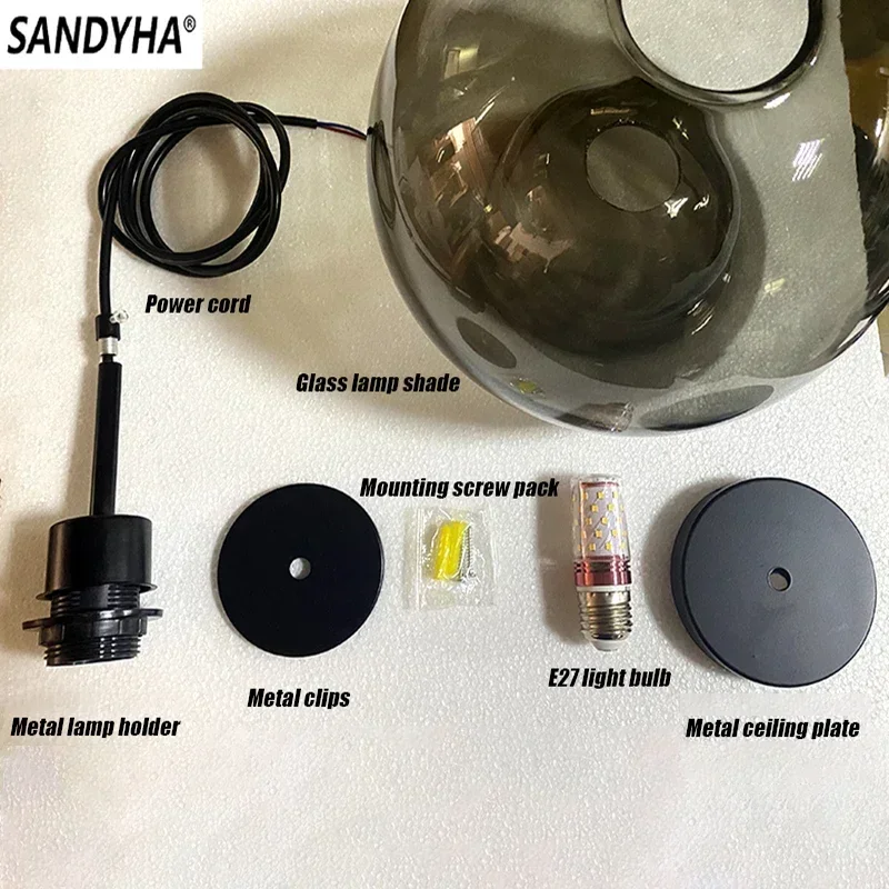 

SANDYHA Nordic Pendant Light 3 Heads Modern Minimalist Chandelier Iron Glass Lighting Fixture Ideal for Restaurant Bar Indoor