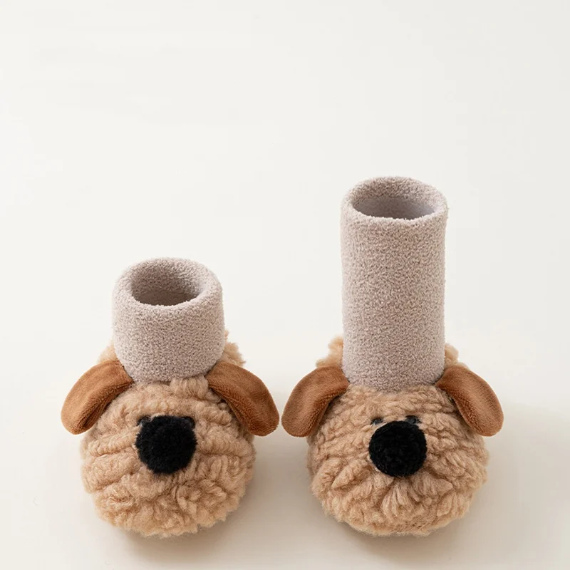 

Baby Walking Shoes For Boys Girls Winter Anti-Slip Soft Soles Warm Infant Toddler Shoes Newborn Cartoon Thick Lamb Fleece Shoes