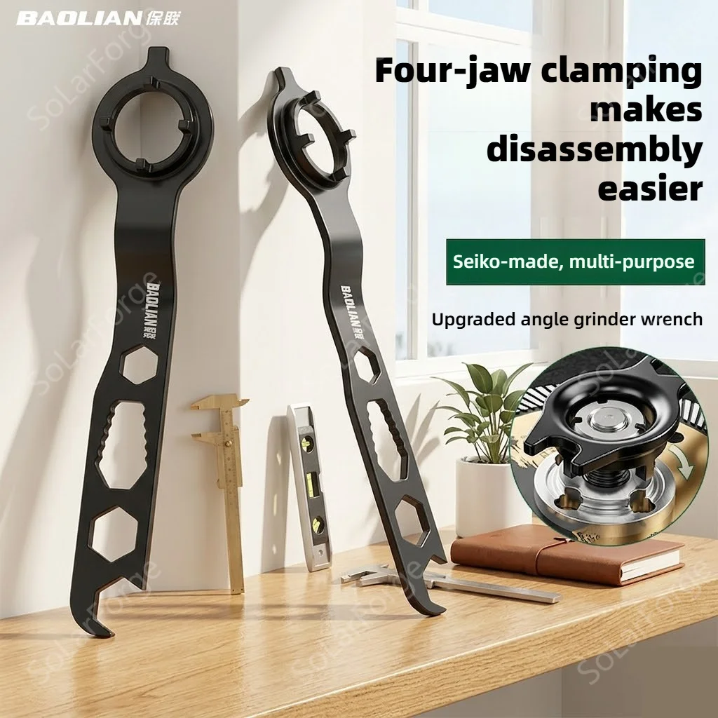 BAOLIAN Universal 4-Pin Angle Grinder Wrench, Multi-Function Flange Plate Replacement Tool